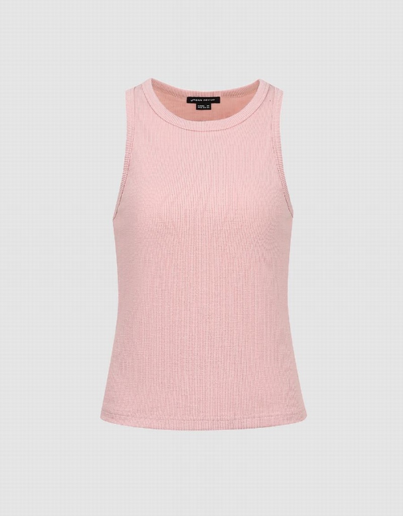 Debardeur Urban Revivo Crew Neck Femme Rose | QUH319DW