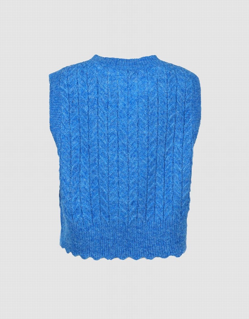 Debardeur Urban Revivo Fuzzy Cable Knit Femme Bleu | CIN3690OW