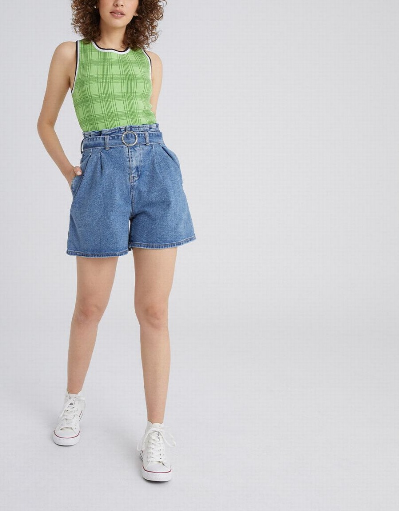 Debardeur Urban Revivo Plaid Jacquard Tricoté Femme Vert | AXW5573RA
