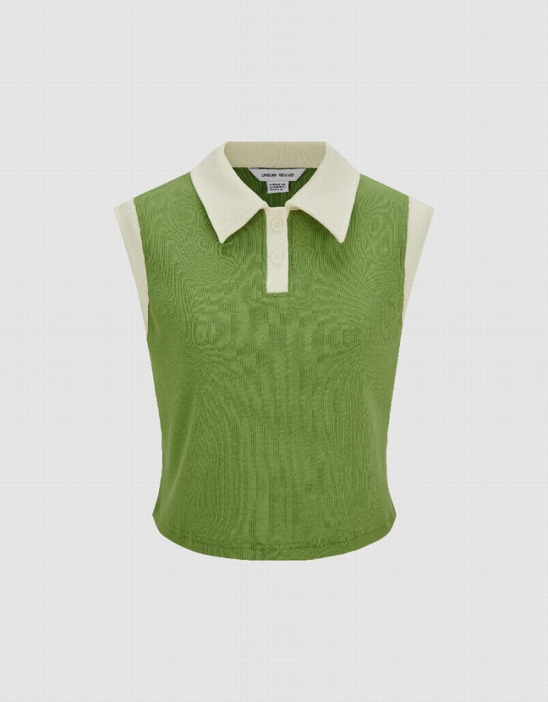 Debardeur Urban Revivo Polo Printed Femme Vert | YXV1920GA