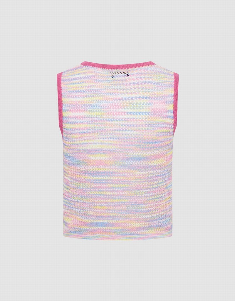 Debardeur Urban Revivo Rainbow Tricoté Femme Rose Multicolore | HWY7062TN
