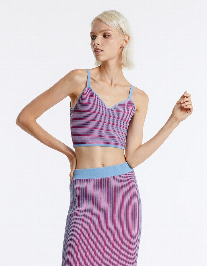 Debardeur Urban Revivo Rayé Knit Femme Violette Multicolore | PQJ8630FW