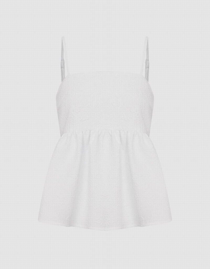 Debardeur Urban Revivo Ruffle Hem Cami Femme Blanche | SOK8478HH