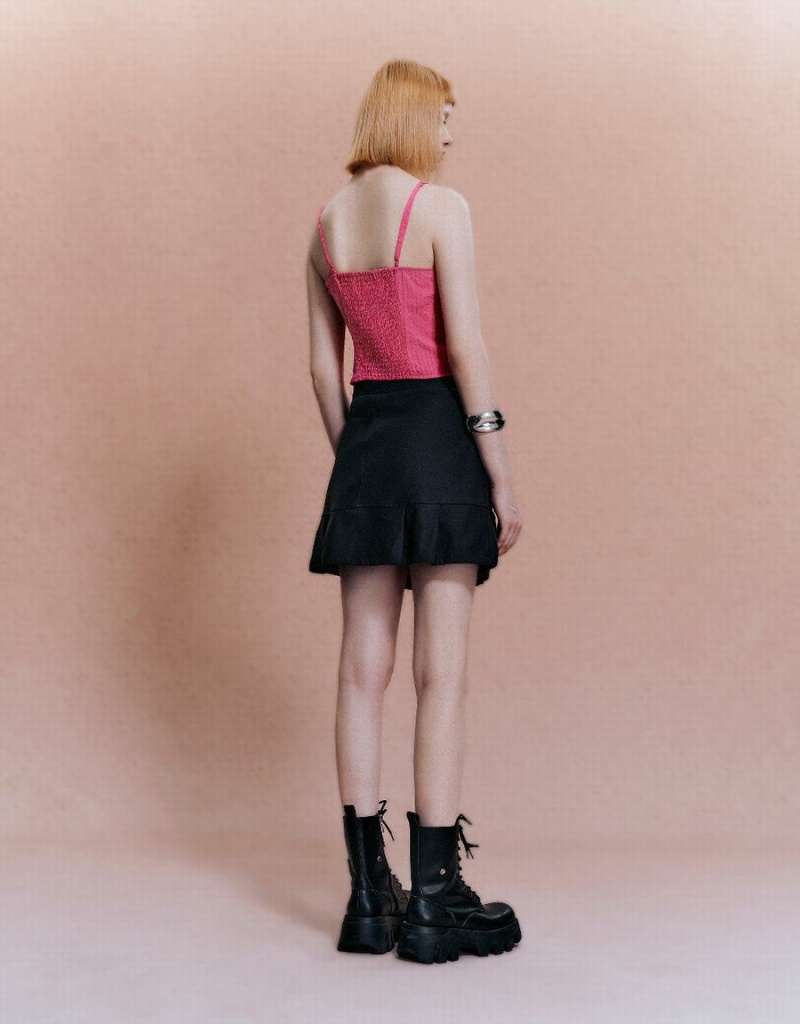 Debardeur Urban Revivo Ruffle V-Neck Cami Femme Rouge | BRE748DC