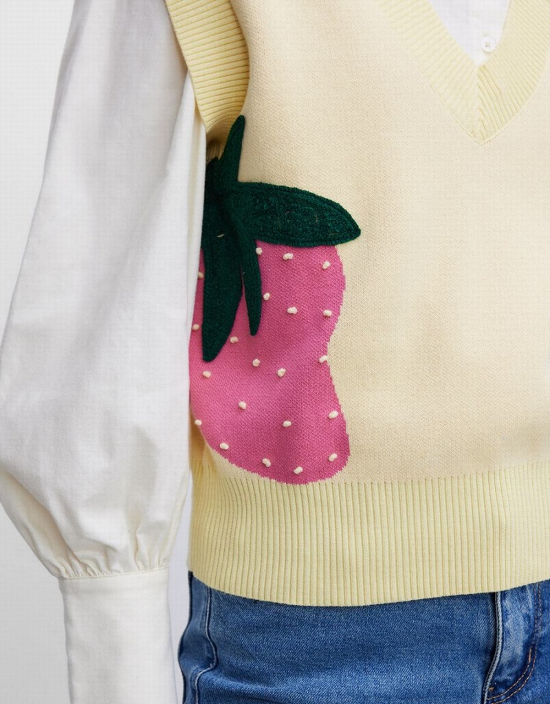 Debardeur Urban Revivo Strawberry Pattern Femme Jaune Multicolore | OSN4173JV