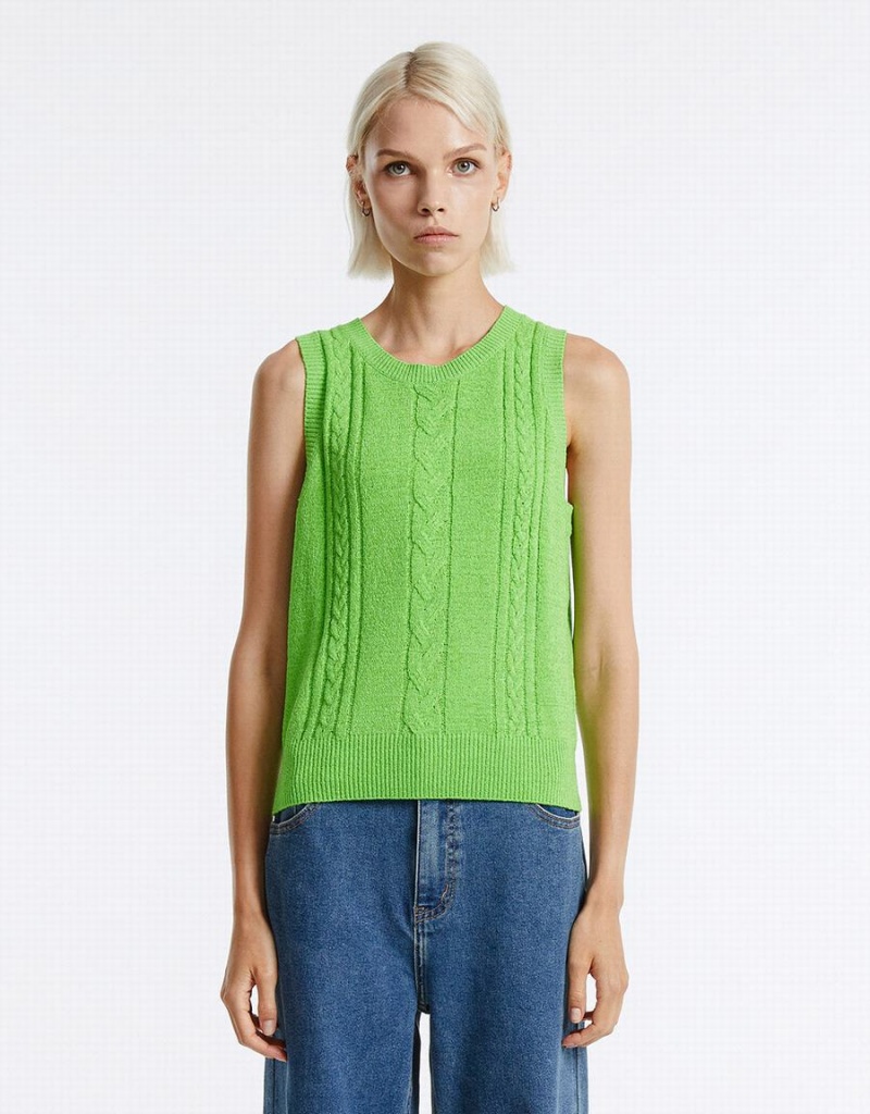 Debardeur Urban Revivo Tricoté Femme Vert | YBR9864IR