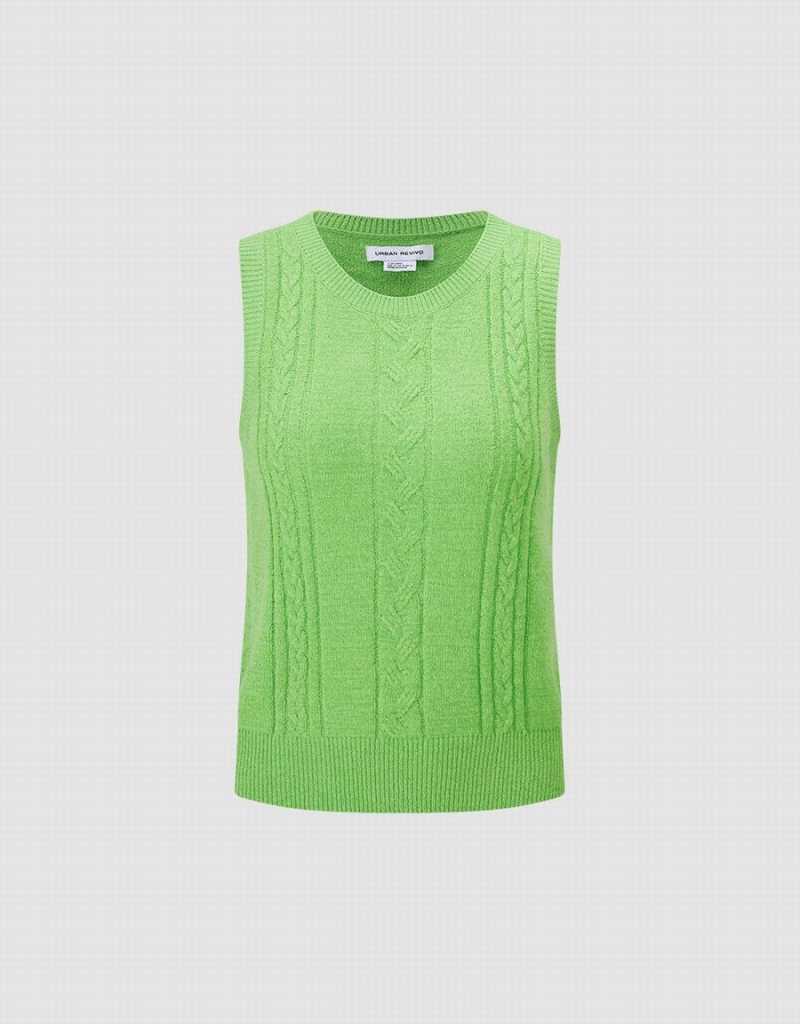 Debardeur Urban Revivo Tricoté Femme Vert | YBR9864IR