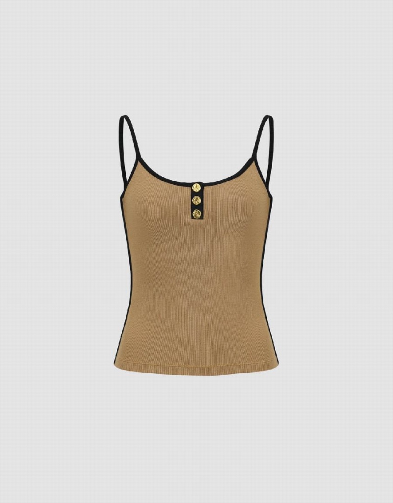 Debardeur Urban Revivo U Neck Mince Femme Marron | LMS1011SH