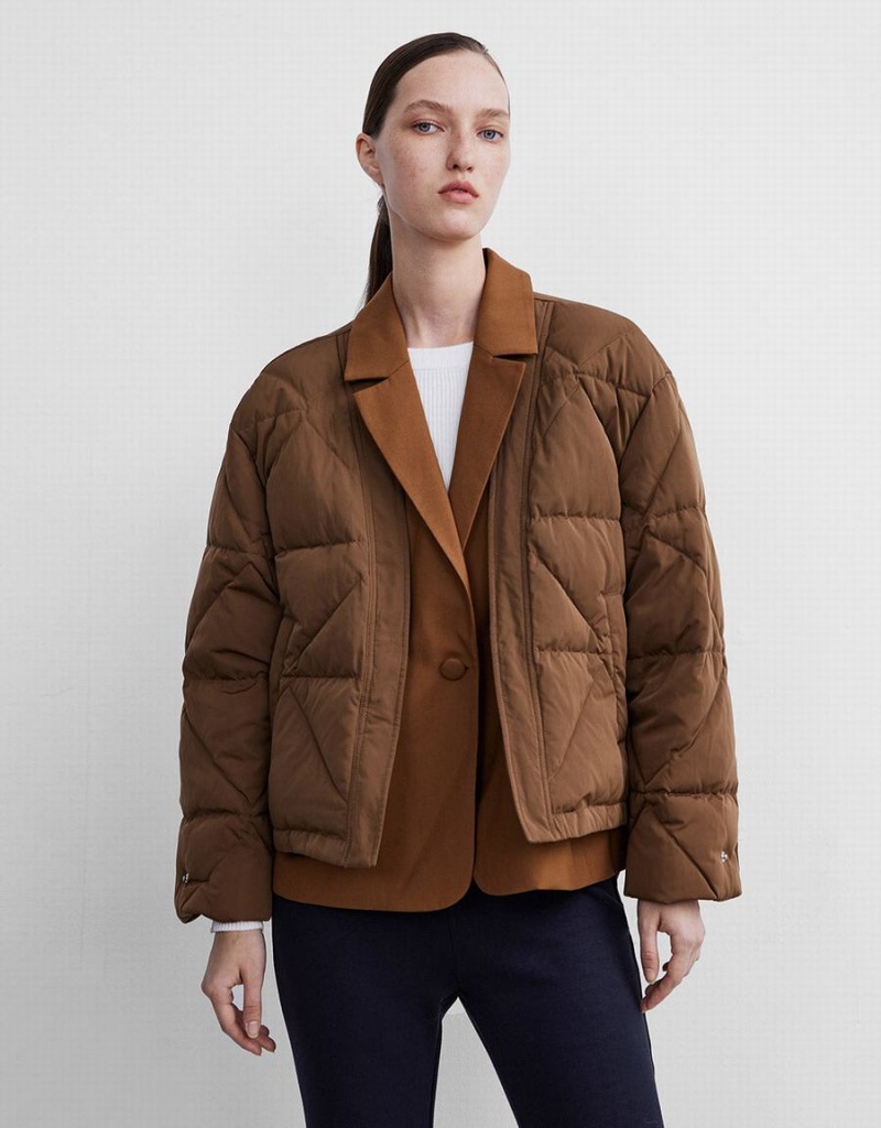 Doudoune Urban Revivo Combination Femme Marron Foncé | QRO5064HI