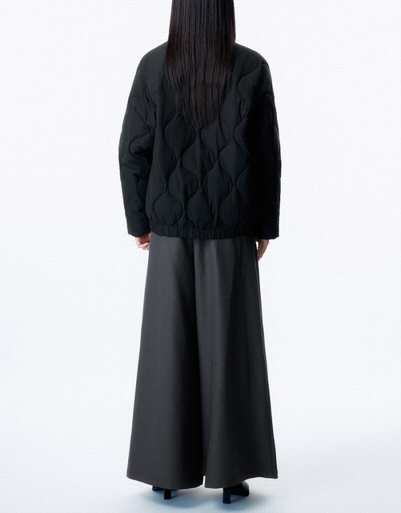 Doudoune Urban Revivo Drop Shoulder Sleeve V-Neck Femme Noir | SMX223XX