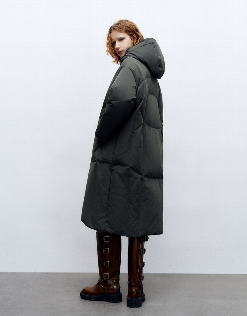 Doudoune Urban Revivo Drop Shoulder Sleeve Hooed Femme Grise | TZL1034XT