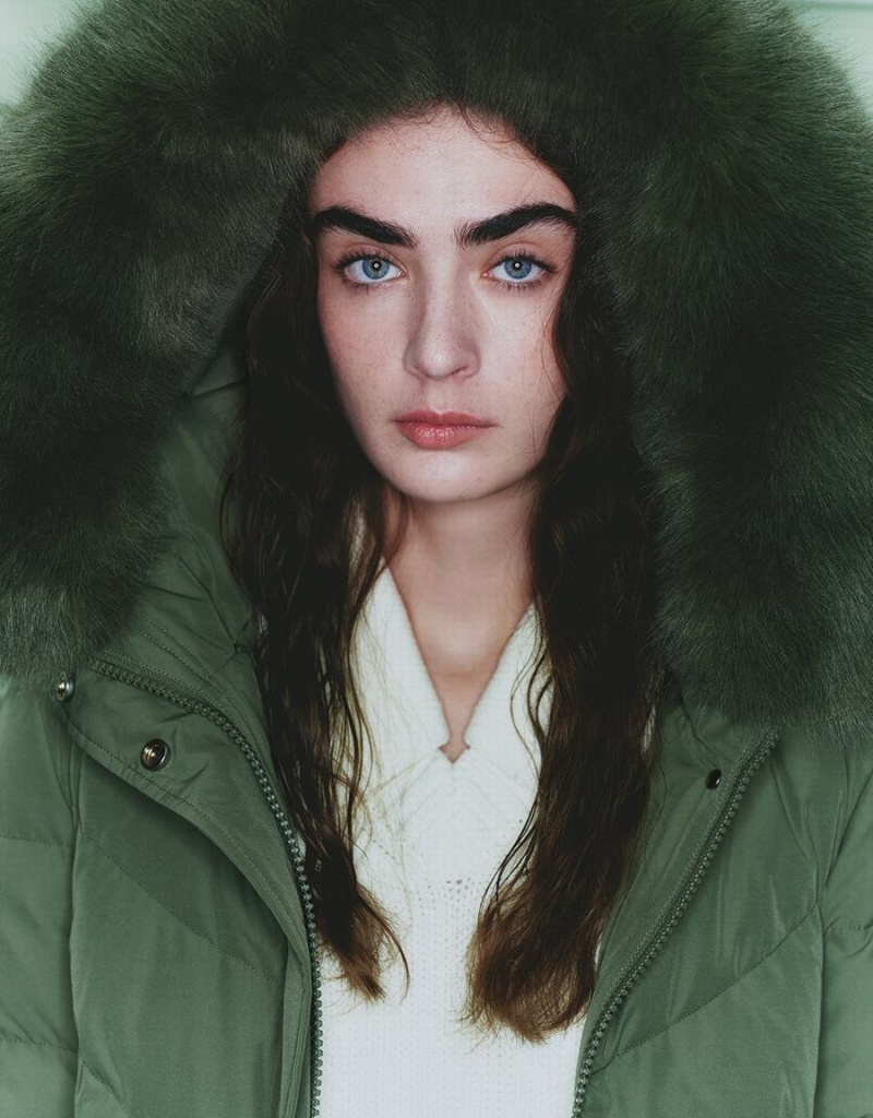Doudoune Urban Revivo Encapuchonné A-Line With Detachable Furry Collar Femme Vert | KPL5733SB