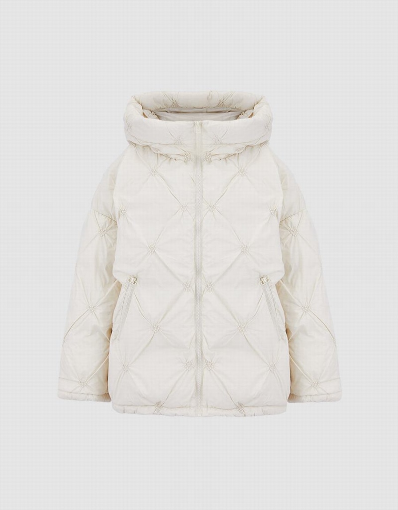 Doudoune Urban Revivo Heart Detail Matelassé Femme Blanche | EJR381IU