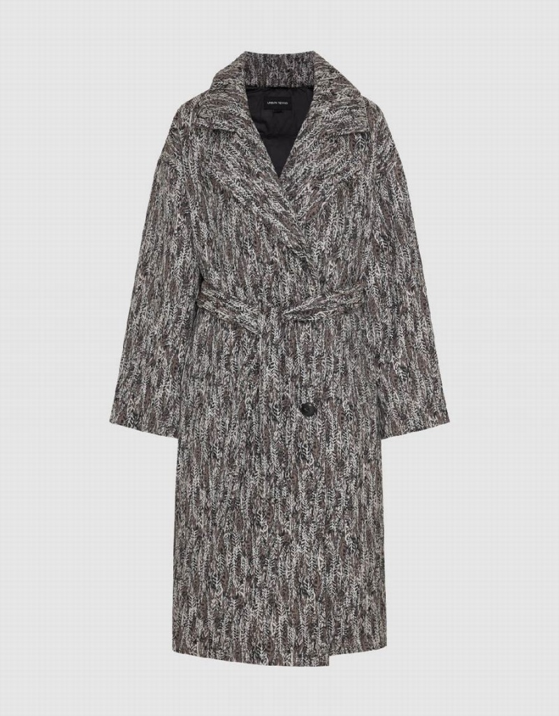 Doudoune Urban Revivo Notch Lapel With Belt Femme Grise Clair | PNS2074KY