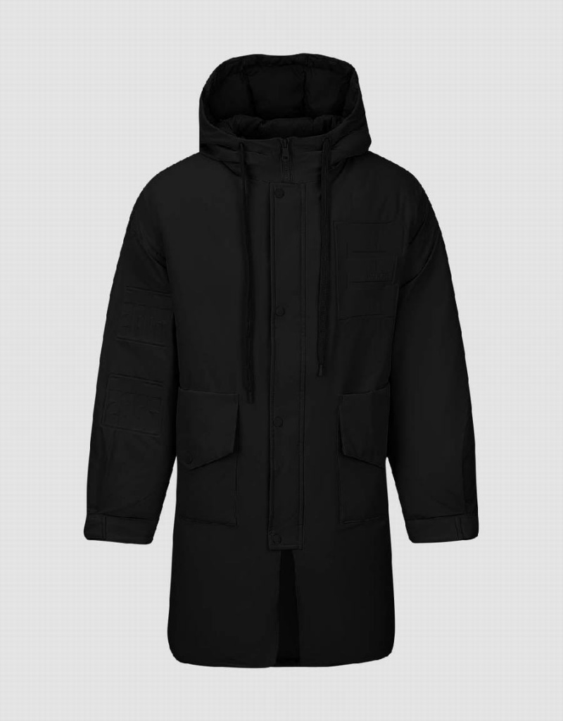 Doudoune Urban Revivo Zippé Front Encapuchonné Homme Noir | ZVT4119JL