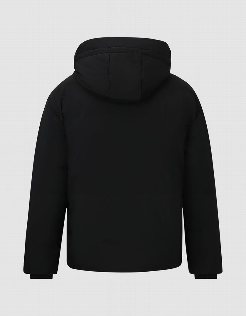 Doudoune Urban Revivo Zippé Front Encapuchonné Homme Noir | UQW1213GV