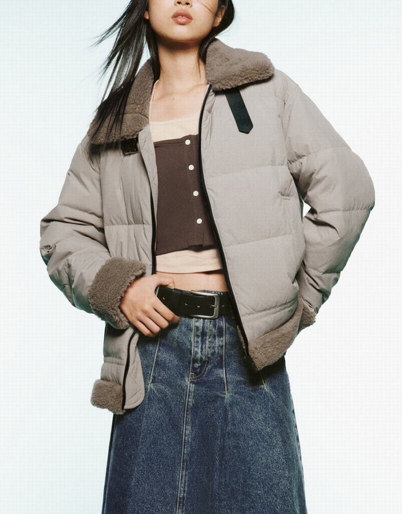 Doudoune Urban Revivo Zippé Front Furry Trim Femme Vert | CCD2037HQ