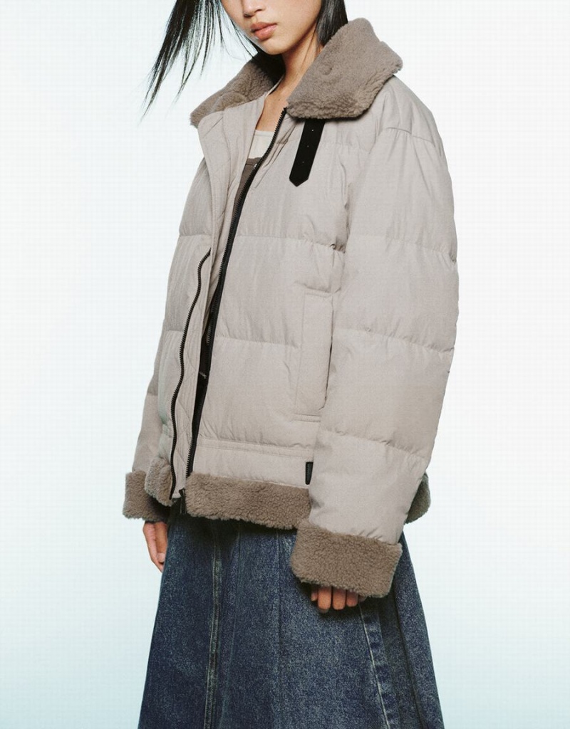Doudoune Urban Revivo Zippé Front Furry Trim Femme Vert | CCD2037HQ