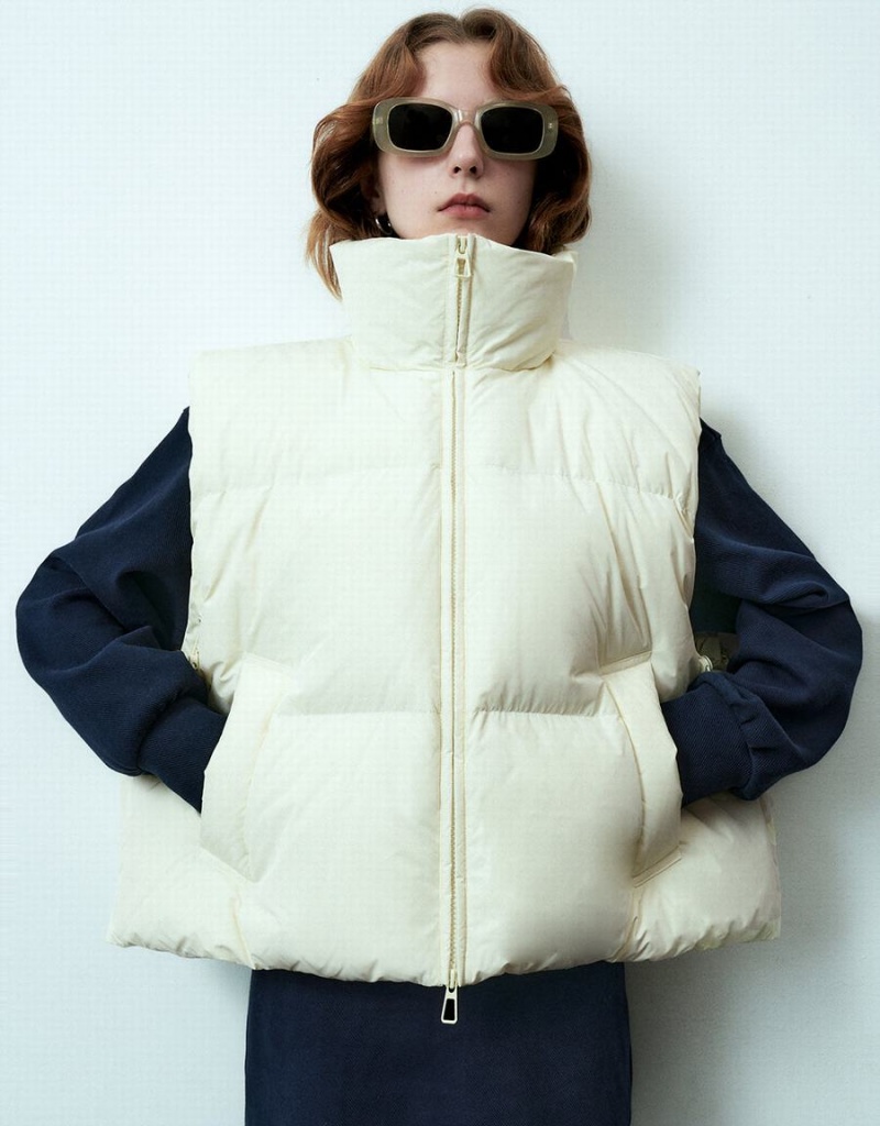 Doudoune Urban Revivo Zippé Front Puffer Waistcoat Femme Jaune | UKU8693CO