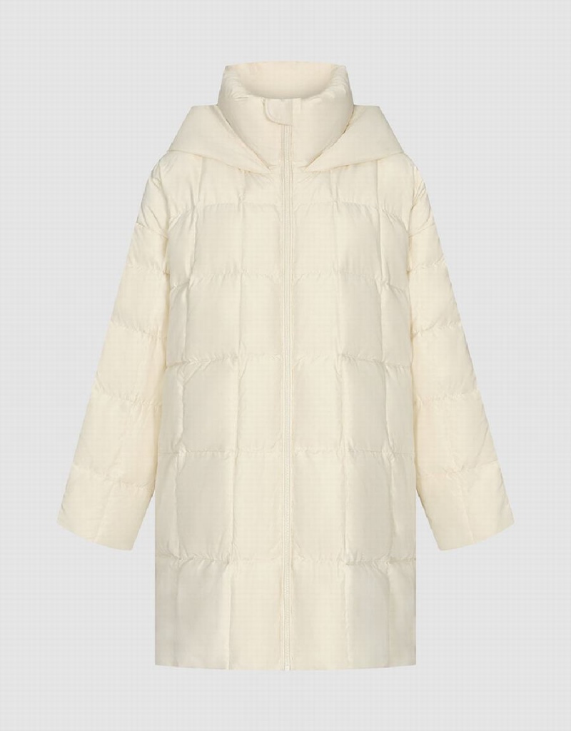 Doudoune Urban Revivo Zipped Encapuchonné Femme Blanche | FPK5867OA