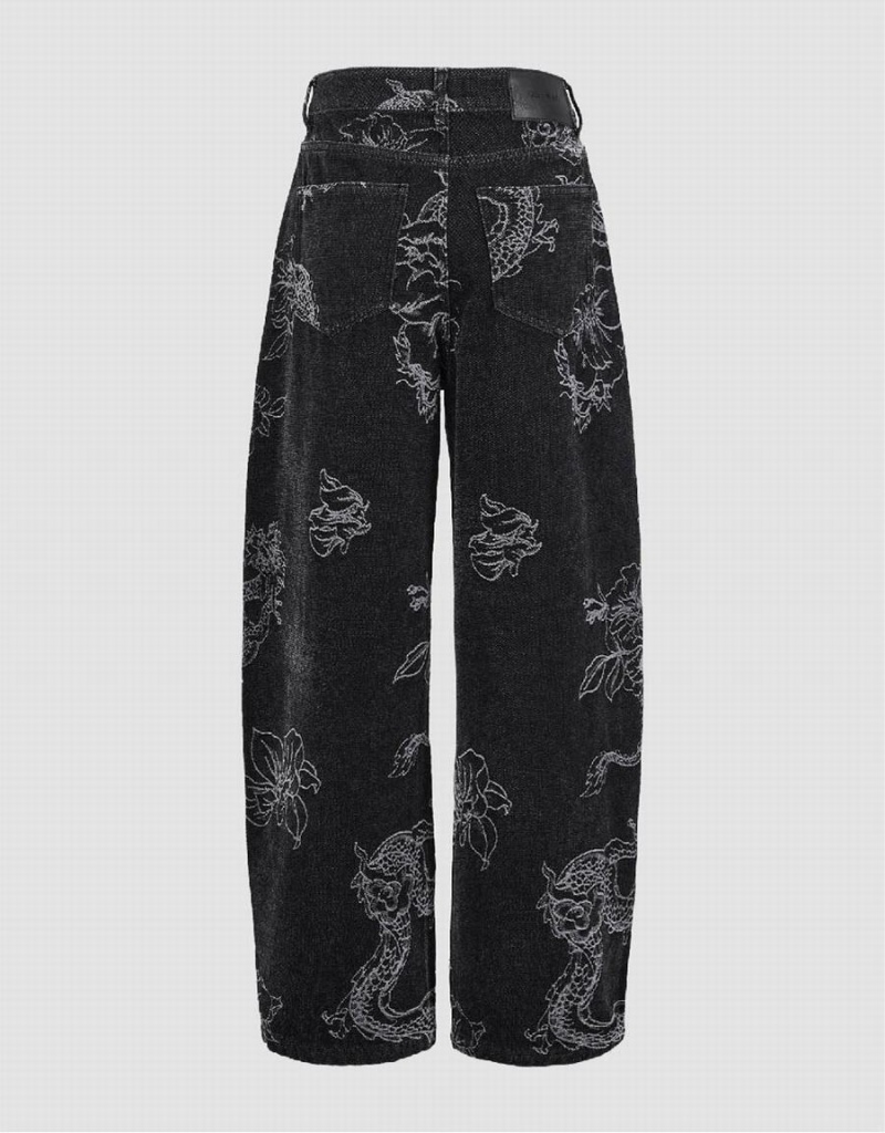 Jean Urban Revivo Dragon Printed Carrot Fit Femme Noir | RWT263JI