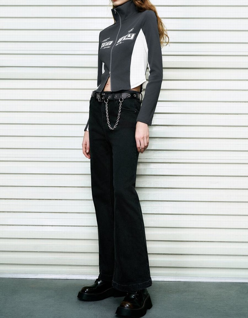 Jean Urban Revivo Flare With Belt Femme Noir | ZKX3040NF
