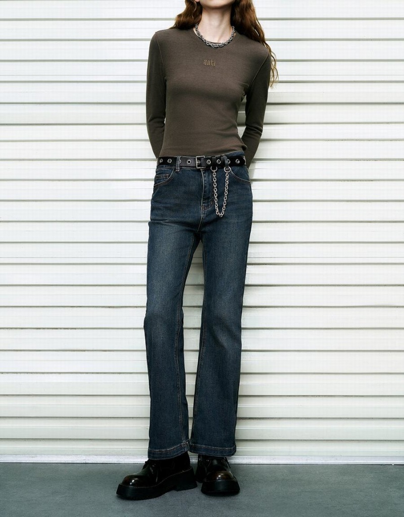 Jean Urban Revivo Flare With Belt Femme Bleu | PZW8734DB