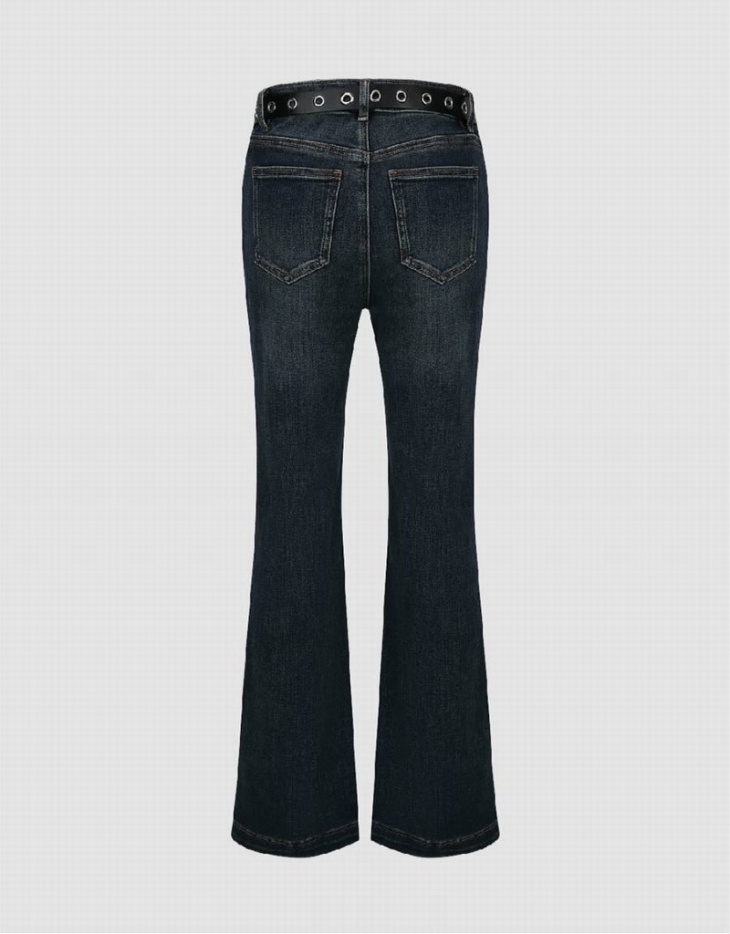Jean Urban Revivo Flare With Belt Femme Bleu | PZW8734DB