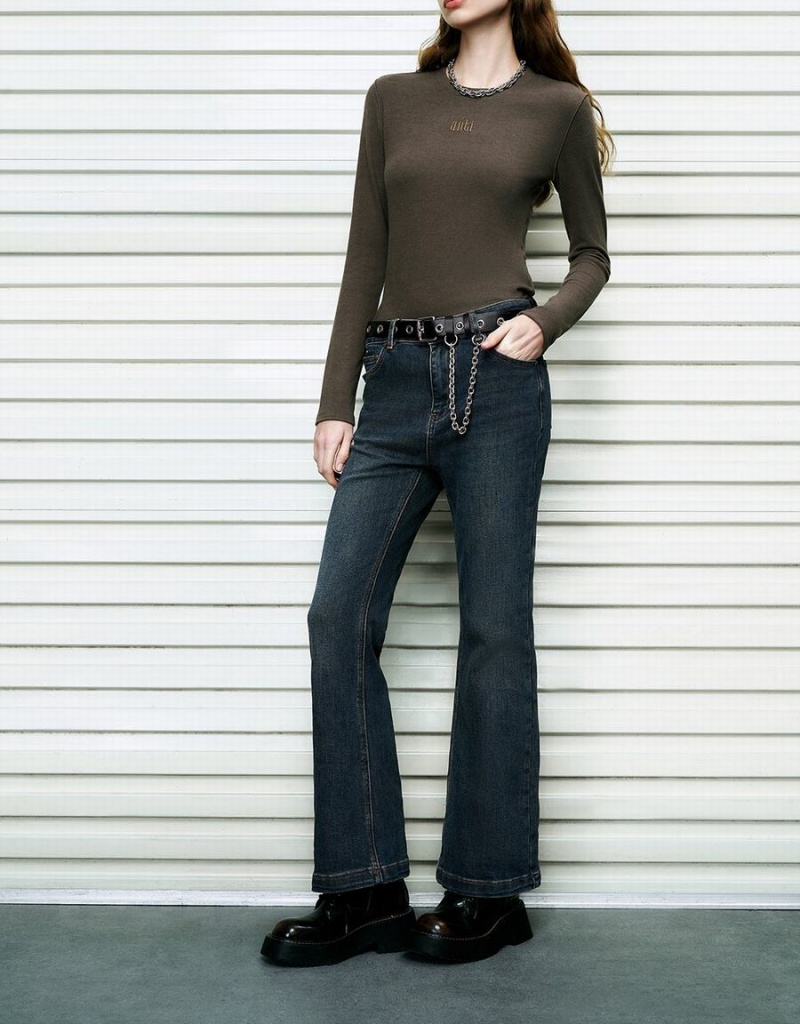 Jean Urban Revivo Flare With Belt Femme Bleu | PZW8734DB