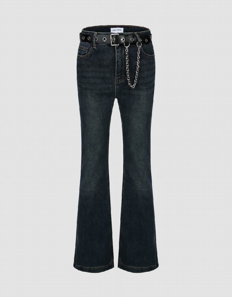 Jean Urban Revivo Flare With Belt Femme Bleu | PZW8734DB