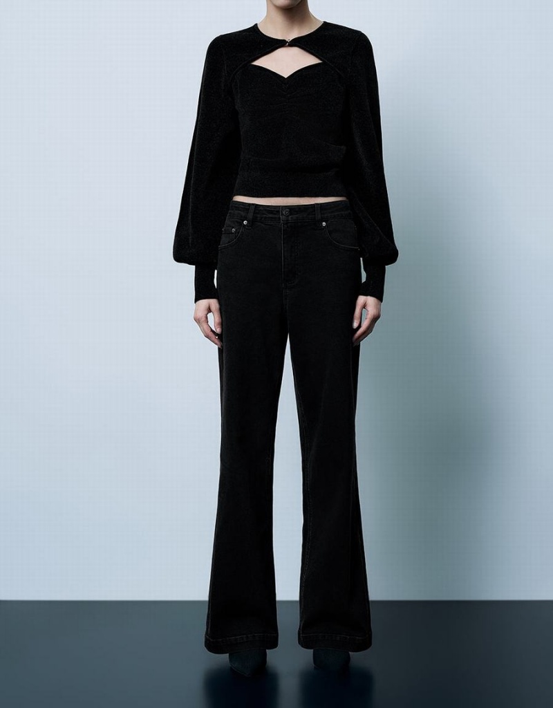 Jean Urban Revivo Larges-Leg Femme Noir | AIA4381WK