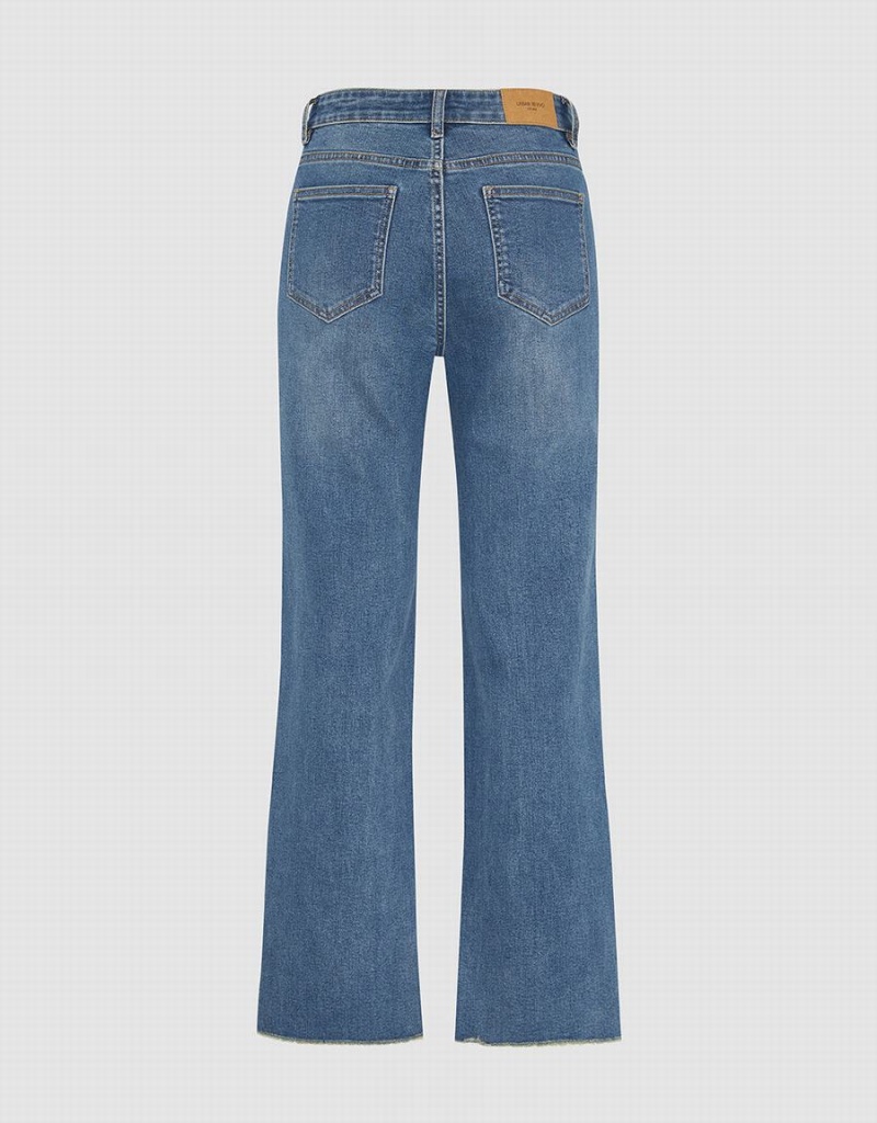 Jean Urban Revivo Raw Hem Droit Femme Bleu | DUV6988QG