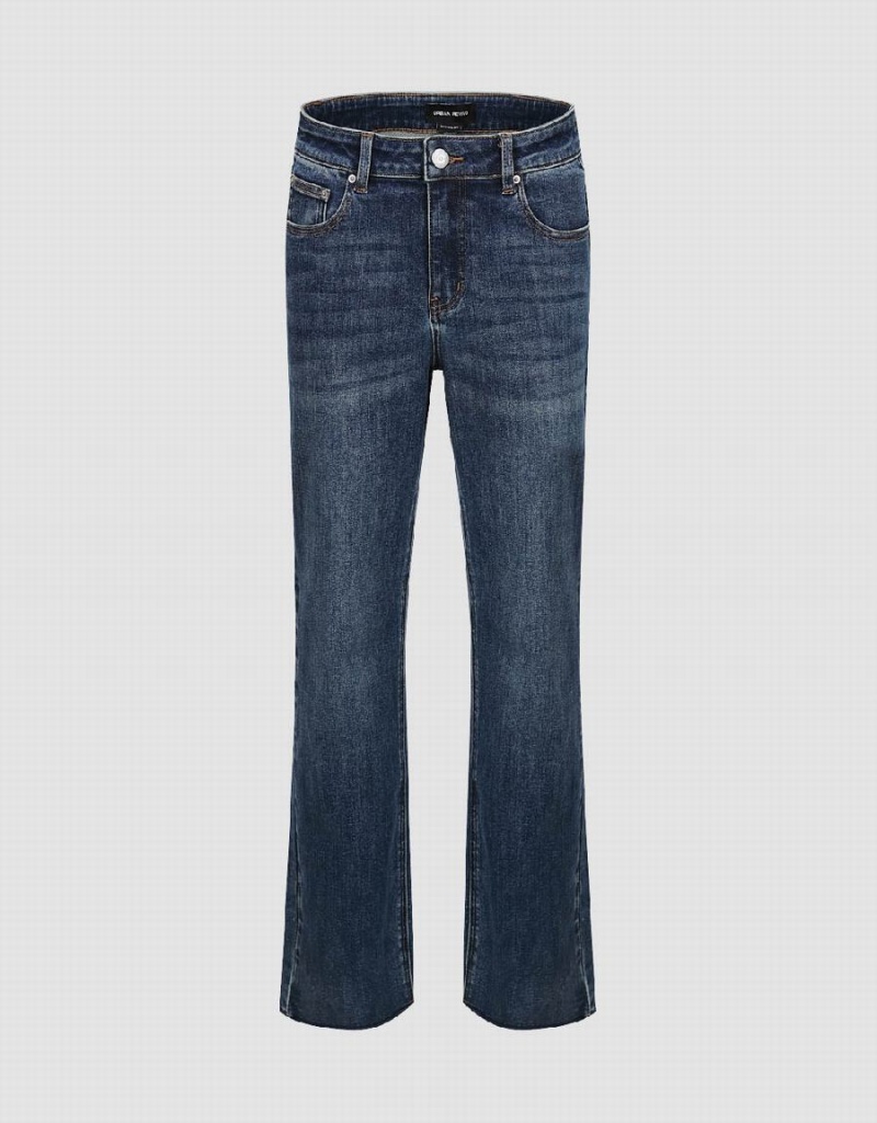 Jean Urban Revivo Raw Hem Droit Femme Bleu | LVF910ZW