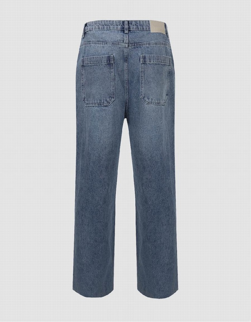 Jean Urban Revivo Raw Hem Droit Homme Bleu | CIE9933KZ