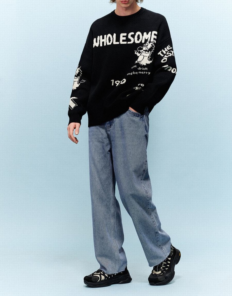 Jean Urban Revivo Raw Hem Droit Homme Bleu | CIE9933KZ