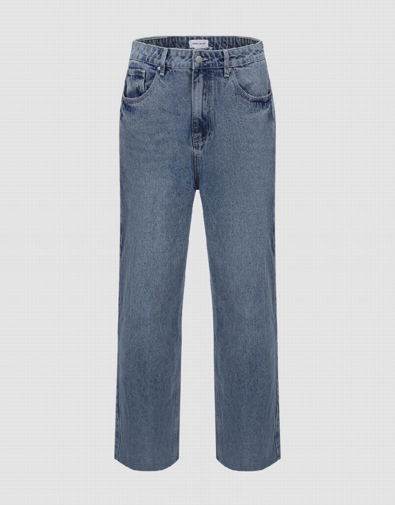 Jean Urban Revivo Raw Hem Droit Homme Bleu | CIE9933KZ