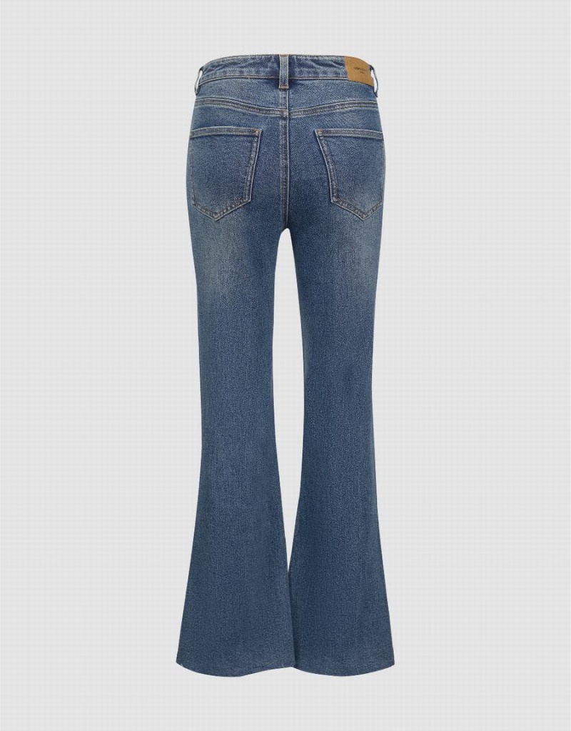 Jean Urban Revivo Raw Hem Flare Femme Bleu | CYT5593DY