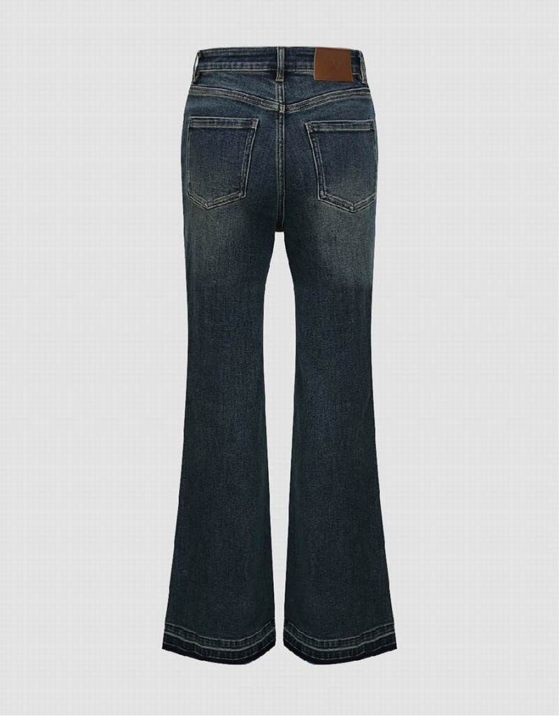 Jean Urban Revivo Raw Hem Flare Femme Bleu | NFS4612GK