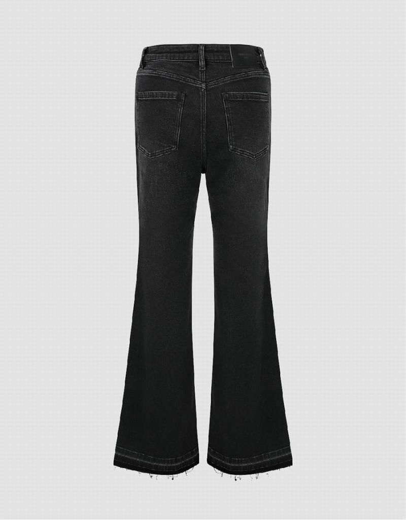 Jean Urban Revivo Raw Hem Flare Femme Noir | QVU9422XB