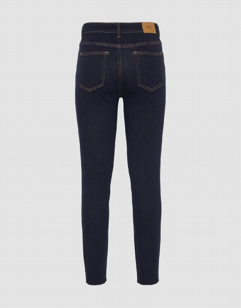 Jean Urban Revivo Raw Hem Mince Femme Bleu | ELS4256XD