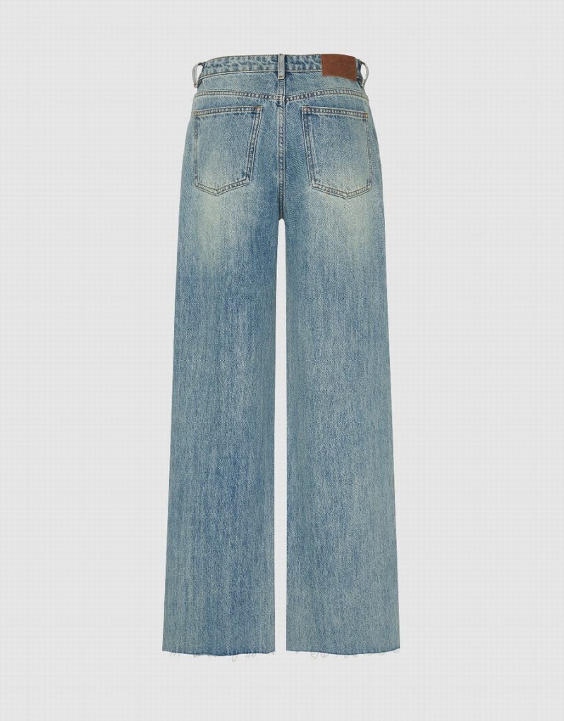 Jean Urban Revivo Ripped Larges-Leg Femme Bleu | JCZ667YP