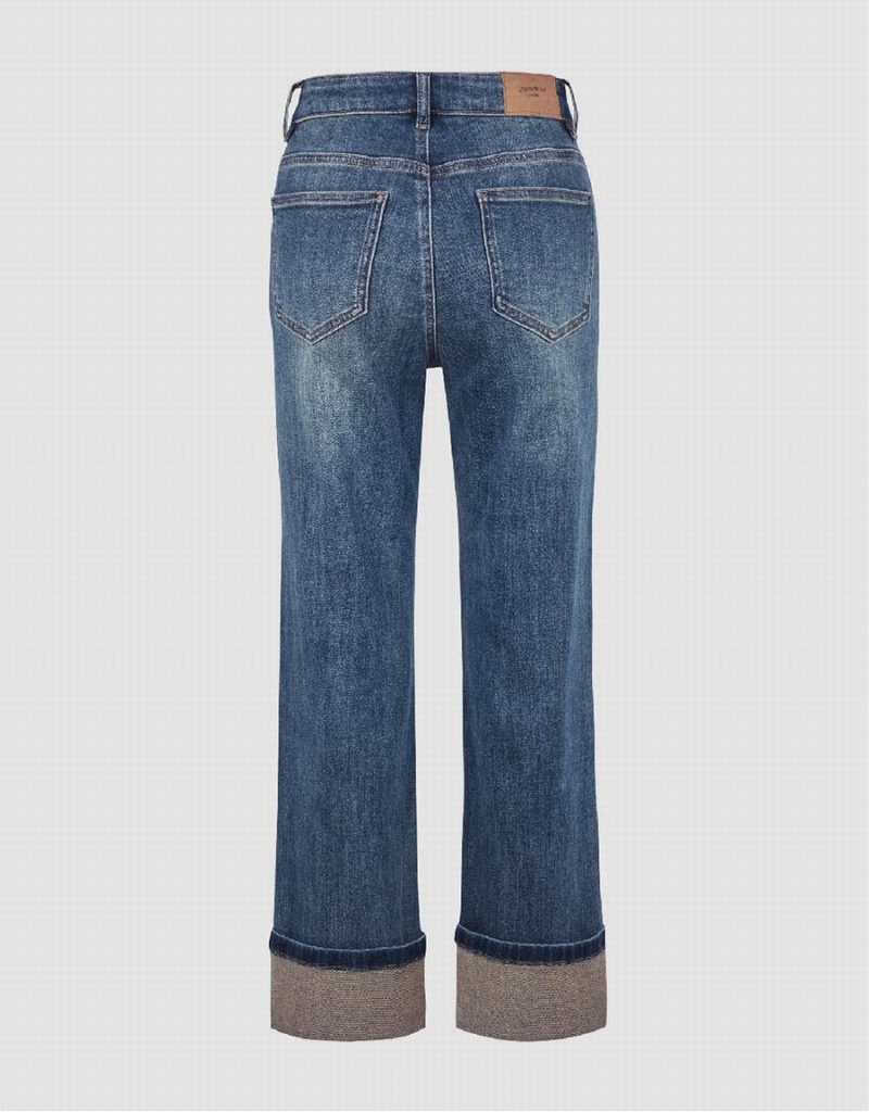 Jean Urban Revivo Rolled Up Hem Droit Femme Bleu | CXO1222RU