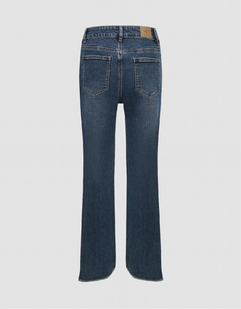 Jean Urban Revivo Split Hem Droit Femme Bleu | PLE9768NP