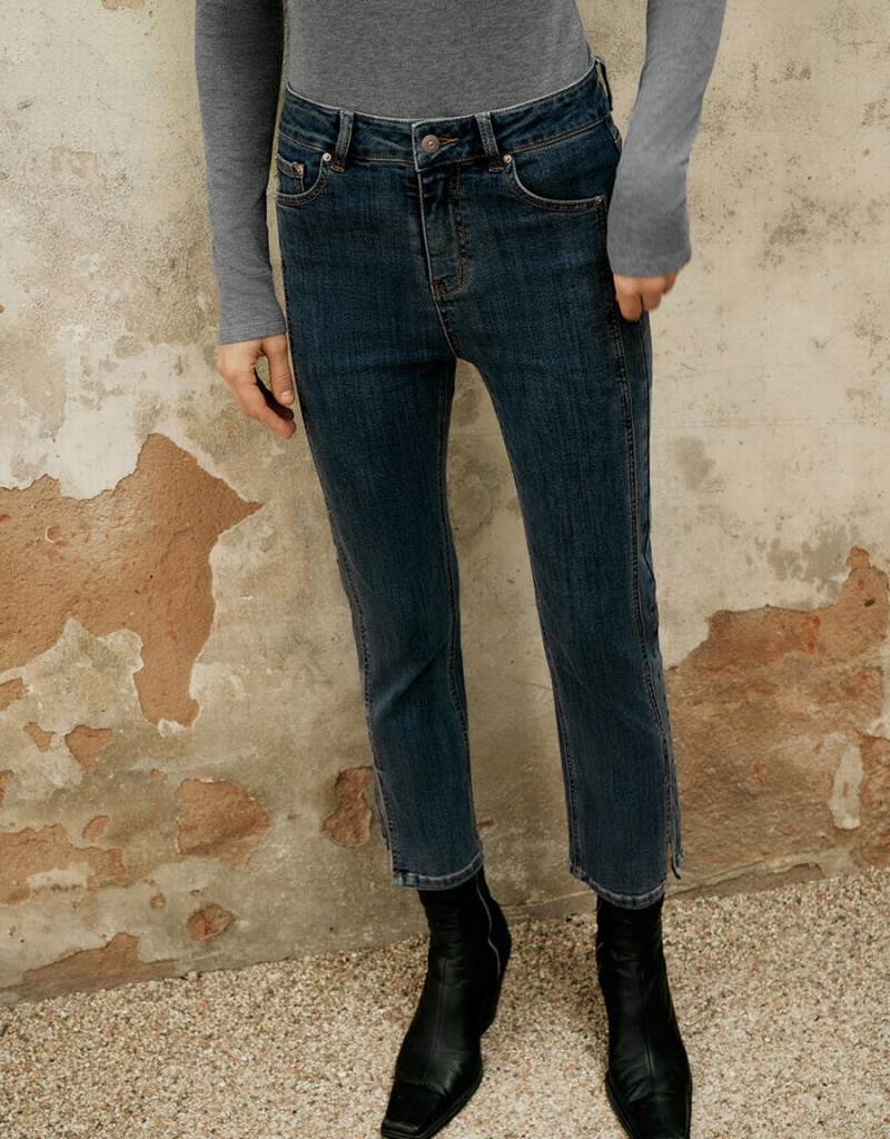 Jean Urban Revivo Split Hem Droit Femme Bleu | XYA3923SB