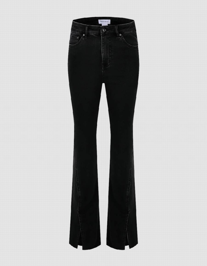 Jean Urban Revivo Split Hem Flare Femme Noir | HEQ4776NA