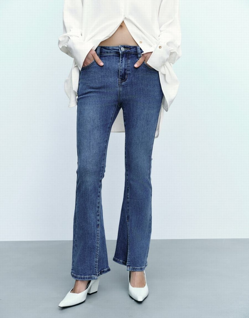 Jean Urban Revivo Split Hem Flare Femme Bleu | TUS265PR