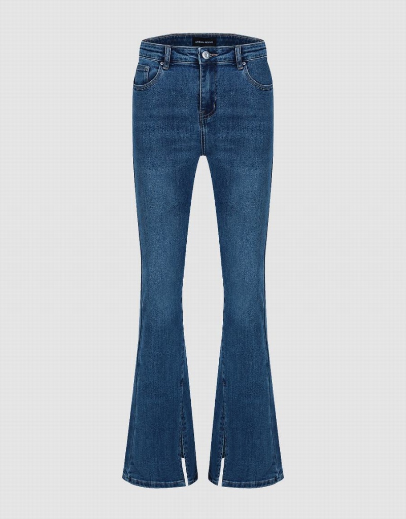 Jean Urban Revivo Split Hem Flare Femme Bleu | TUS265PR