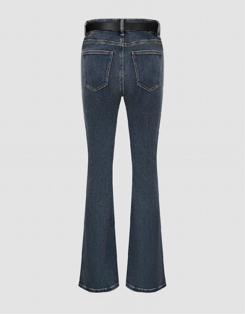 Jean Urban Revivo Split Hem Flare With Belt Femme Bleu | MRI1381SW