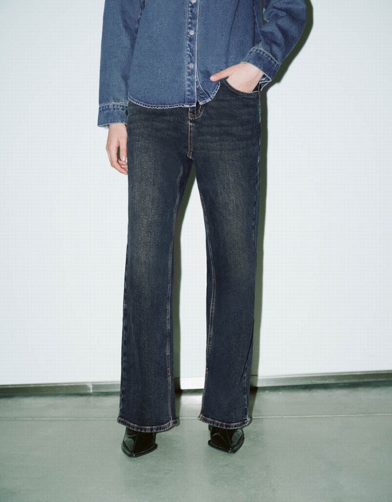 Jean Urban Revivo Split Hem Larges-Leg Femme Bleu | RSN9278VE