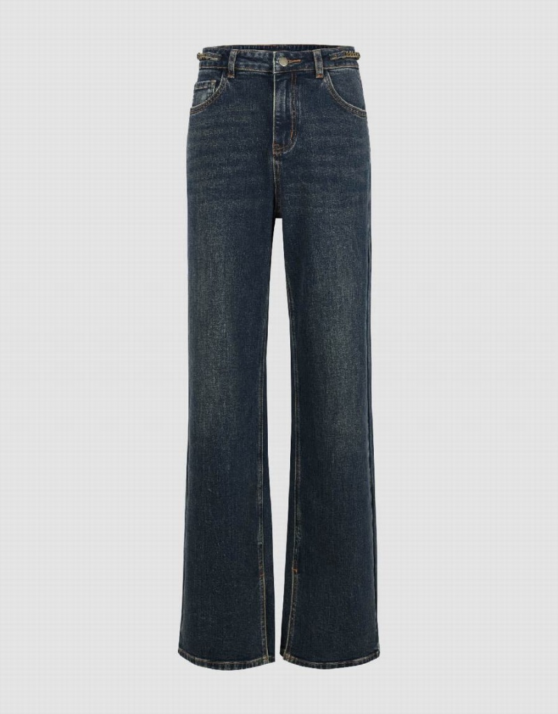 Jean Urban Revivo Split Hem Larges-Leg Femme Bleu | RSN9278VE